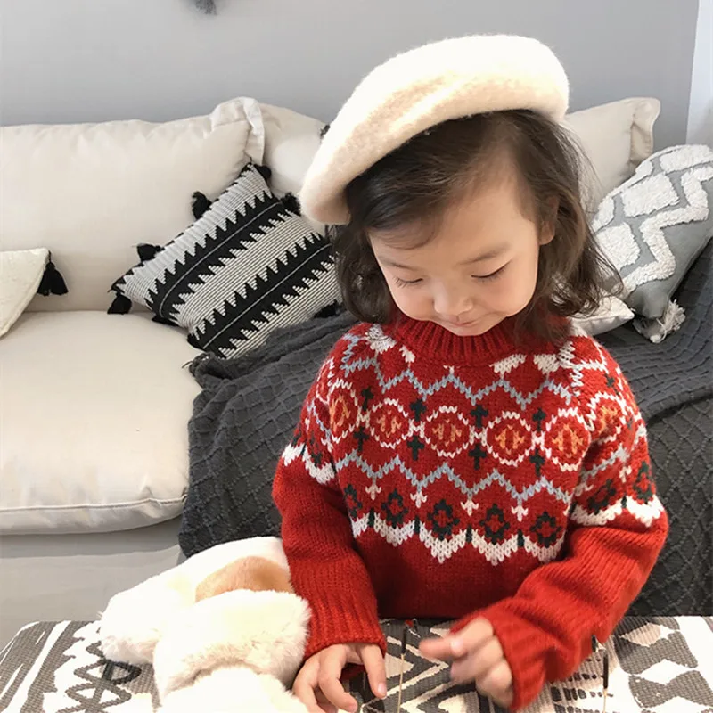 DFXD/новые зимние плотные свитера для маленьких девочек пуловер с длинными