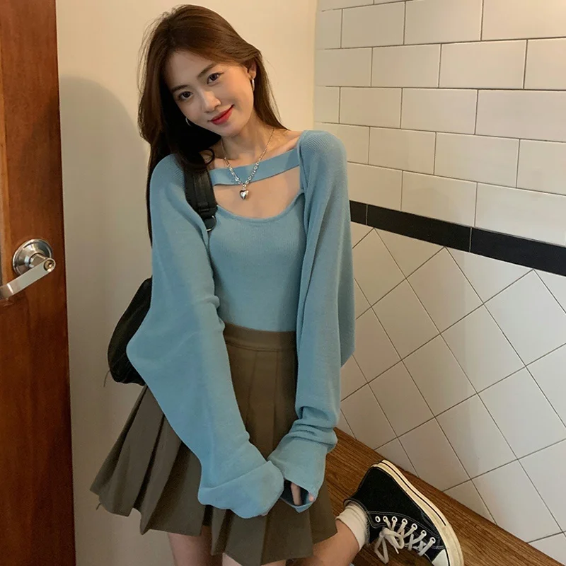 Вязаный кардиган женская одежда тонкая шаль на весну и осень новинка 2021 свитер