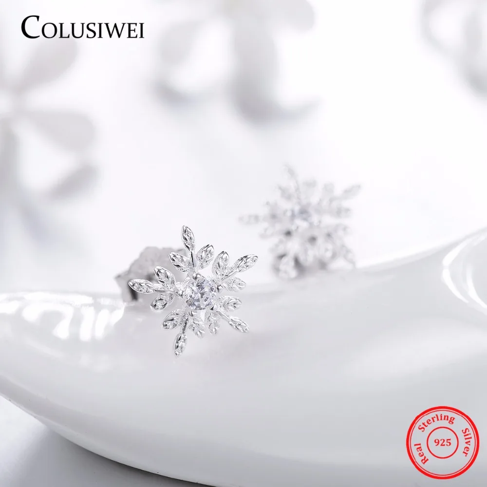 Лидер продаж белые серьги гвоздики в форме снежинок прозрачного твердого