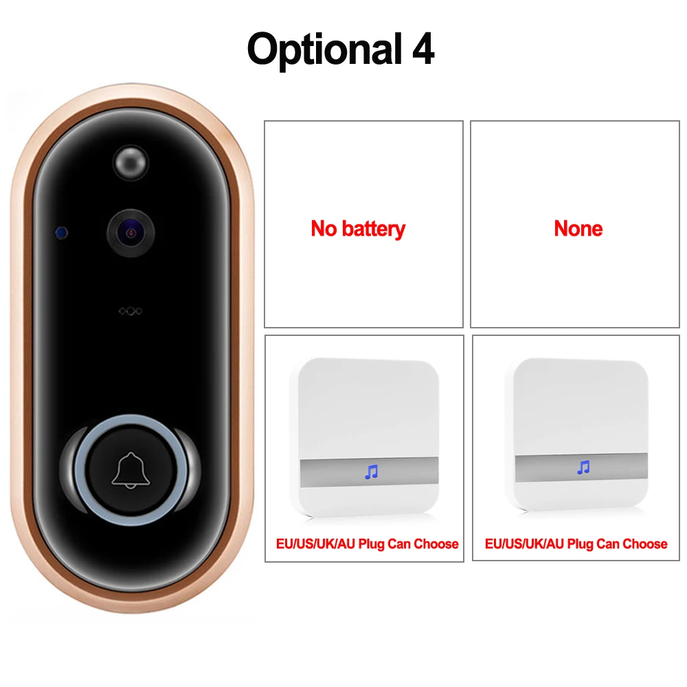 Option 2 CDYCAM 1080P смарт-видео, дверной звонок беспроводная домашняя камера безопасности 2-Way Talk ночного видения PIR Обнаружение двери телефон с вилкой Chime - Цвет: Option 2