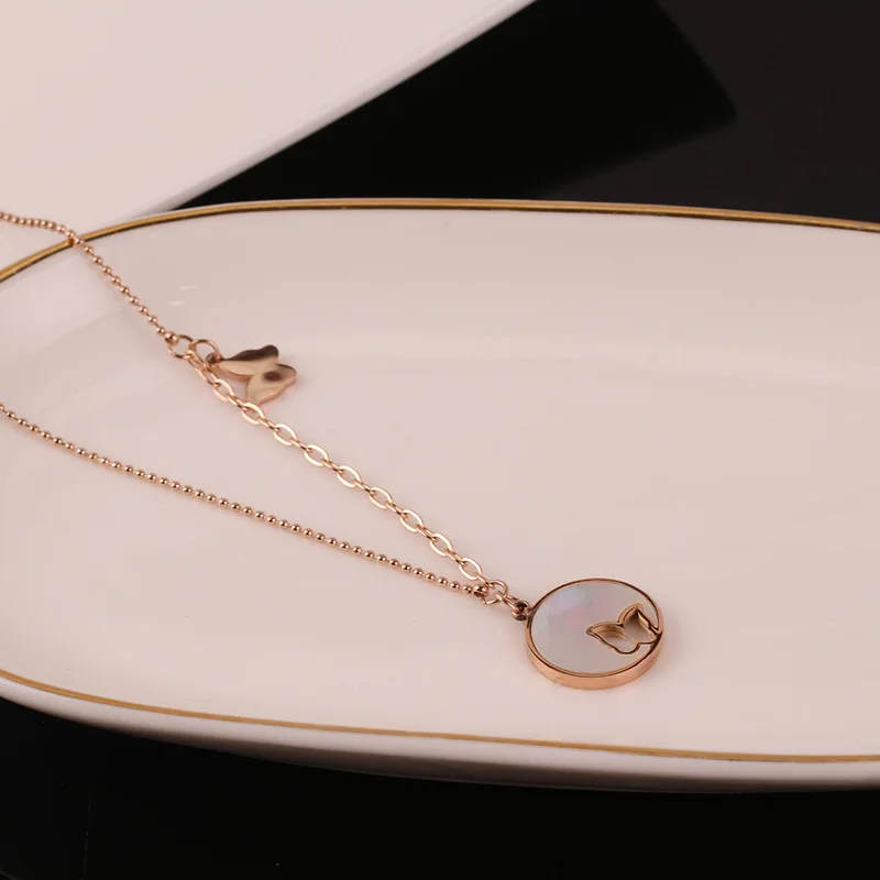

TOSAKO Stainless Steel Necklace Titanium Pendants Sweater Chain Shell Butterfly Women's Trend Jewelry