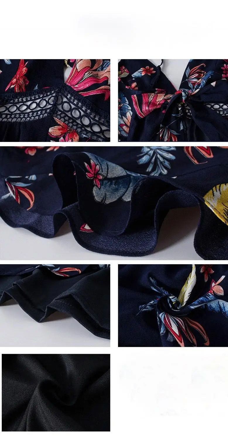 Женский пляжный комбинезон Wowen с оборками на тонких бретельках цветочным принтом