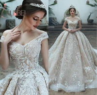 vestido de noiva vintage ball gown champagne wedding dresses lace appliques wedding dresses sexy v neck bridal gowns
