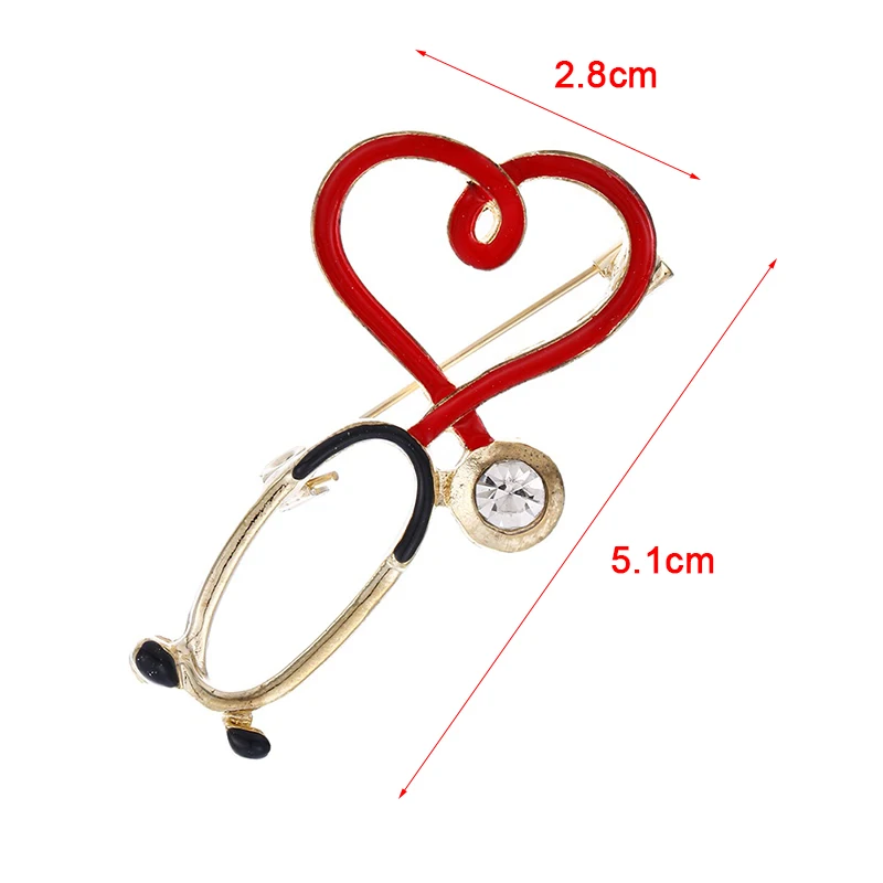

New Hot Sale Medical Brooch Stethoscope Electrocardiogram Heart Shaped Pin Nurse Doctor Backpack Lapel Halloween Party Brooches