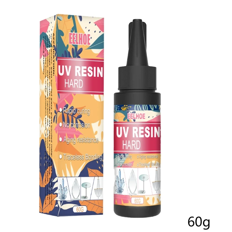 

UV Resin 60g Crystal Clear Hard Type -Ultraviolet Fast Curing UV Epoxy Resin for Jewelry Making Resin Molds Craft
