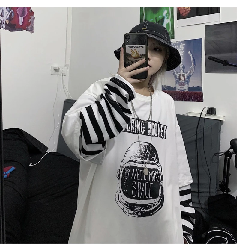 

Women Clothes 2020 Tshirts Women Casual Letter Print Tees Harajuku Long Sleeve Loose TShirts Hip Hop Streetwear Oversized Shirt