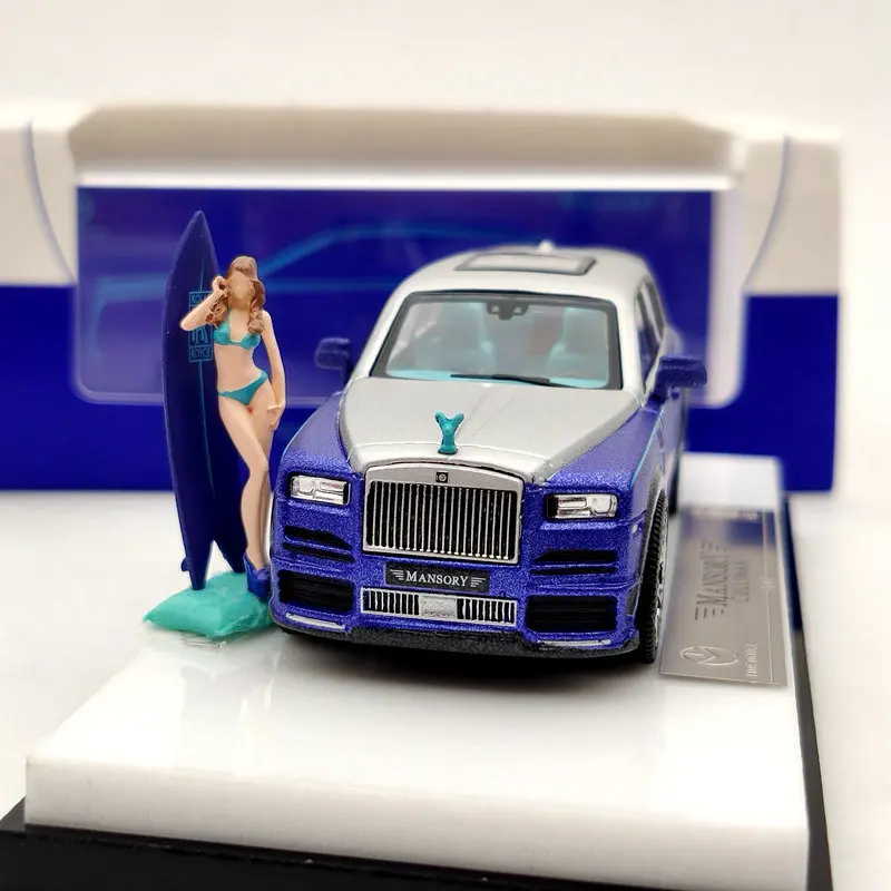 Модель времени 1:64 для Rls ~ Rce SUV CULLINAN Mansory Blue с фигуркой литая модель автомобиля |