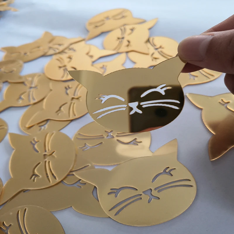 

10pcs 3D Cartoon Cat Face Acrylic Mirror Surface Wall Stickers Bedroom Kids Rooms Home Decor Art Mural Peel & Stick Wall Decals