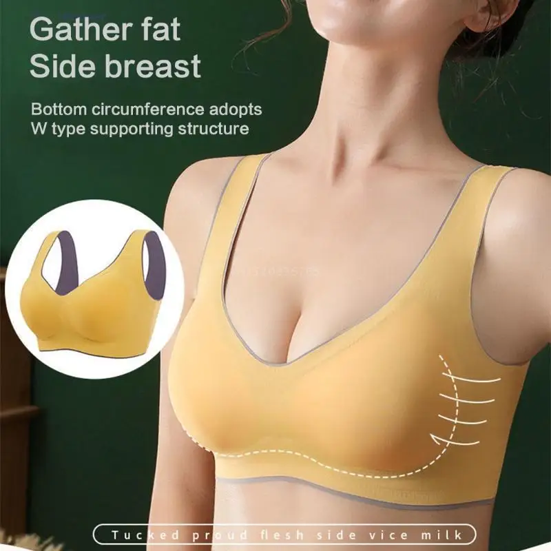 

Women Seamless Sport Yoga Bra with Removable Pad Thin Wire Free Daily Sleep Bralette Contrast Color Push Up Underwear Brassiere