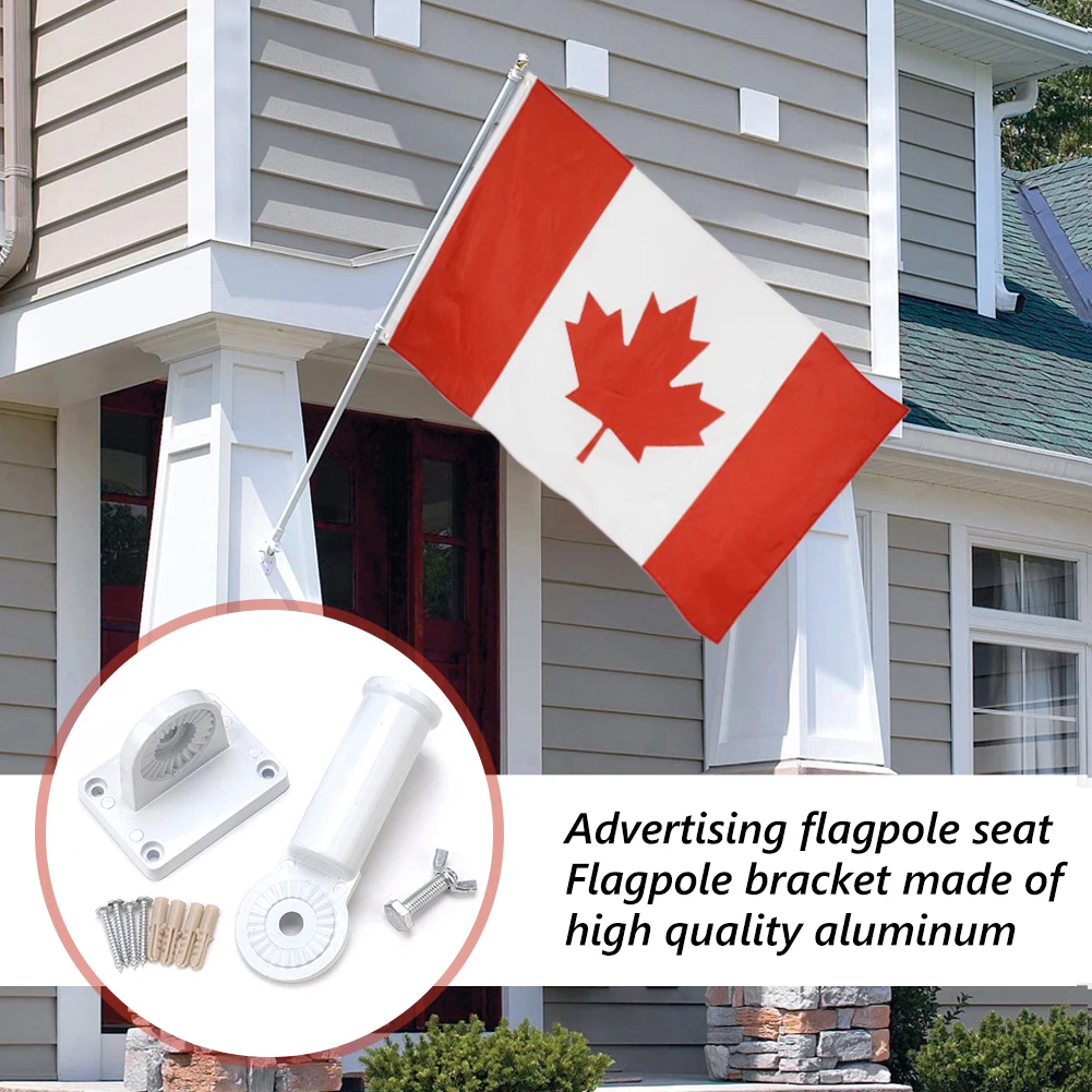 

Aluminum Flag Holder Outdoor Adjustable 180 Degree Flagpole Base Screwing On Wall Mounted Angle Bracket Windsock Base