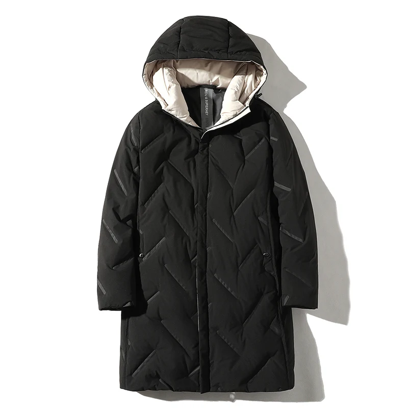 

New winter jacket jacket black casual hooded men's long men's clothing