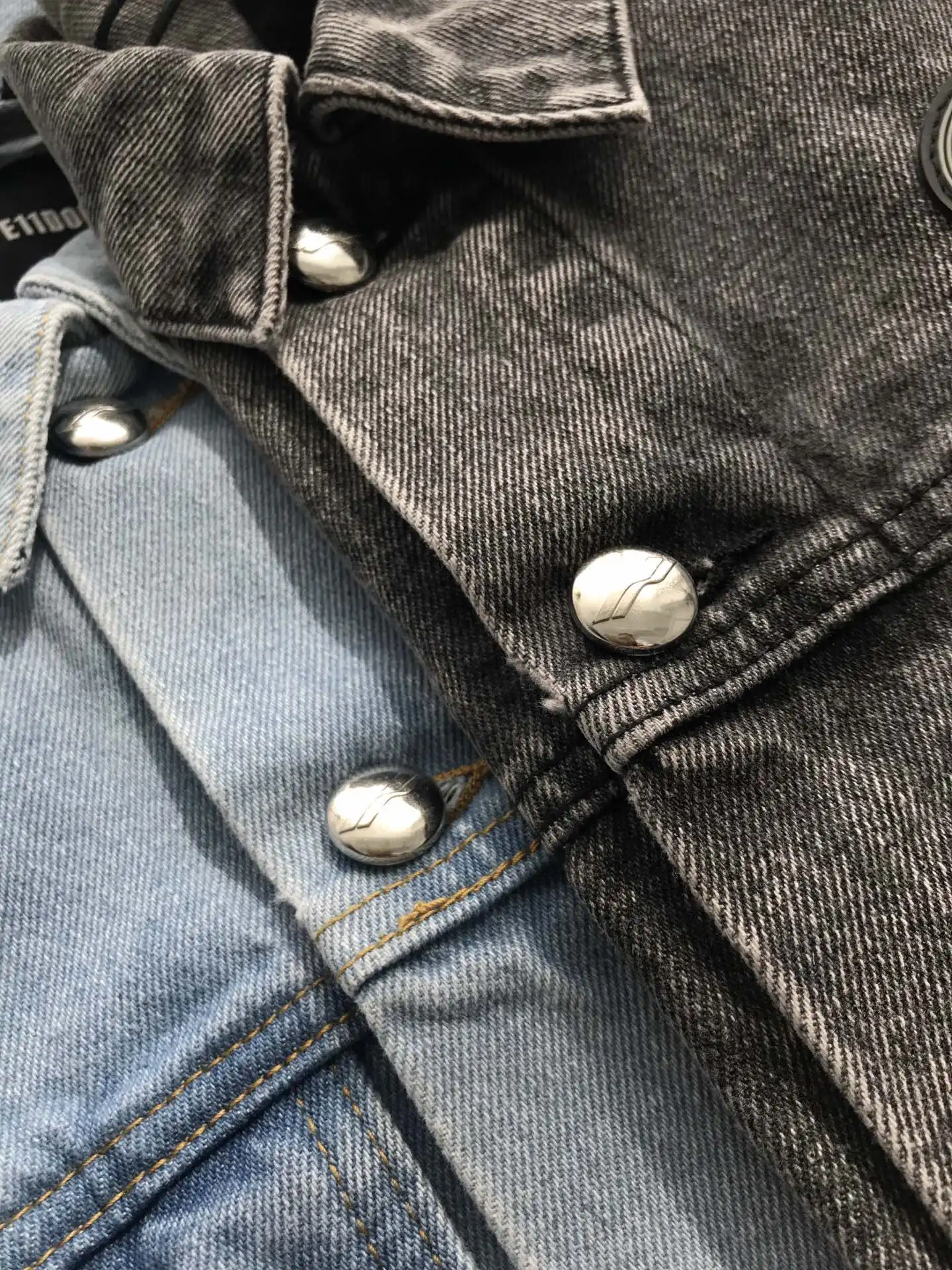 

Good Guality 2021 We11done Faded Denim Shirt Jacket Men Women Couple Badge Denim Jacket Oversized Hip-hop High Street Jacket