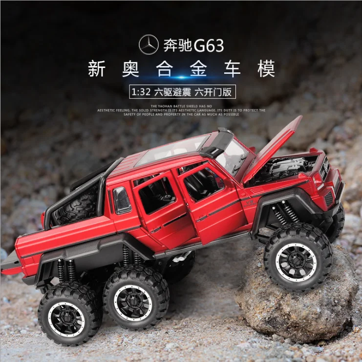 

1: 32 Simulation Big Tire Alloy SUV Children's Toy Car Model Boy's Birthday Christmas Gift Red CAR