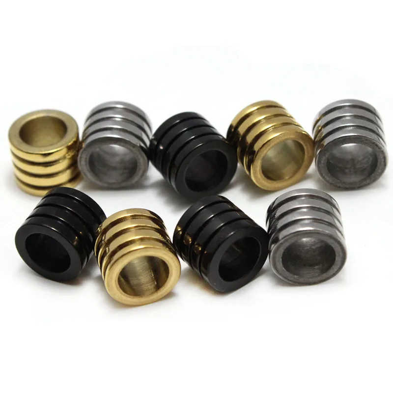 

5pcs Stainless Steel 6.5mm Large Hole Spacer Hair beard Beads DIY Handmade Charm Beads for Leather Bracelet Making Accessories