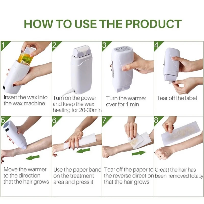 2Pcs Hair Removal Wax Cream 12 Flavor Refillable Depilatory Roller Cartridge for Face Legs Arms Eyebrow Waxing Kit Facial - купить по