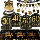 30 40 50 60 лет день рождения одноразовая посуда тарелка бумажные стаканчики скатерть DIY обеденный набор для взрослых украшения для дня рождения