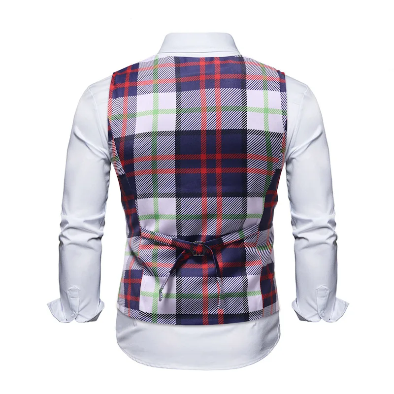 Модный клетчатый костюм жилет мужской брендовый Новый Приталенный без рукавов