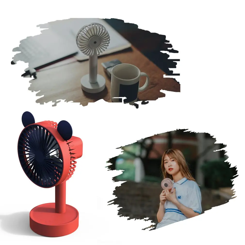 

W4 Cartoon Desktop Turntable Desktop Fan Portable Mini Fan Handheld Fan Home Office Desk Air Cooler Outdoor