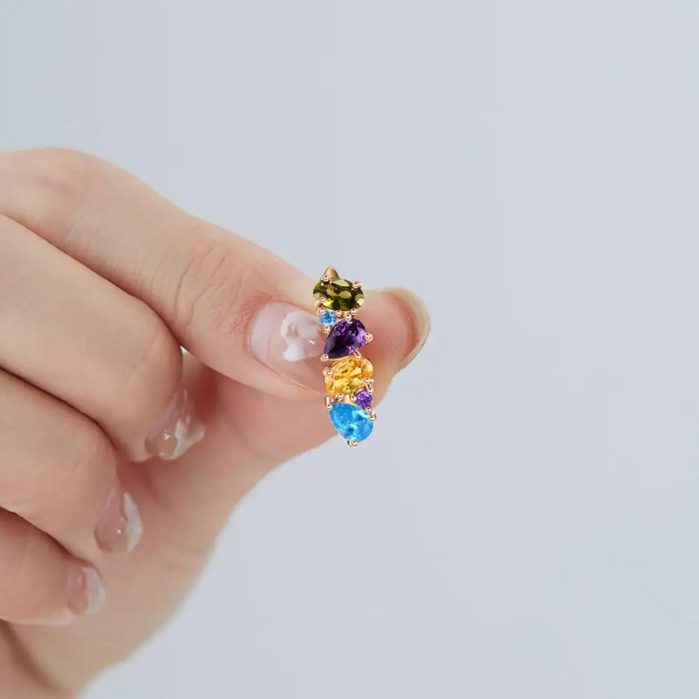 

INALIS Stud Earrings For Women With Fashion Four Color Cubic Zirconia Arrangement Anniversary Party Fine Jewelry The New Listing