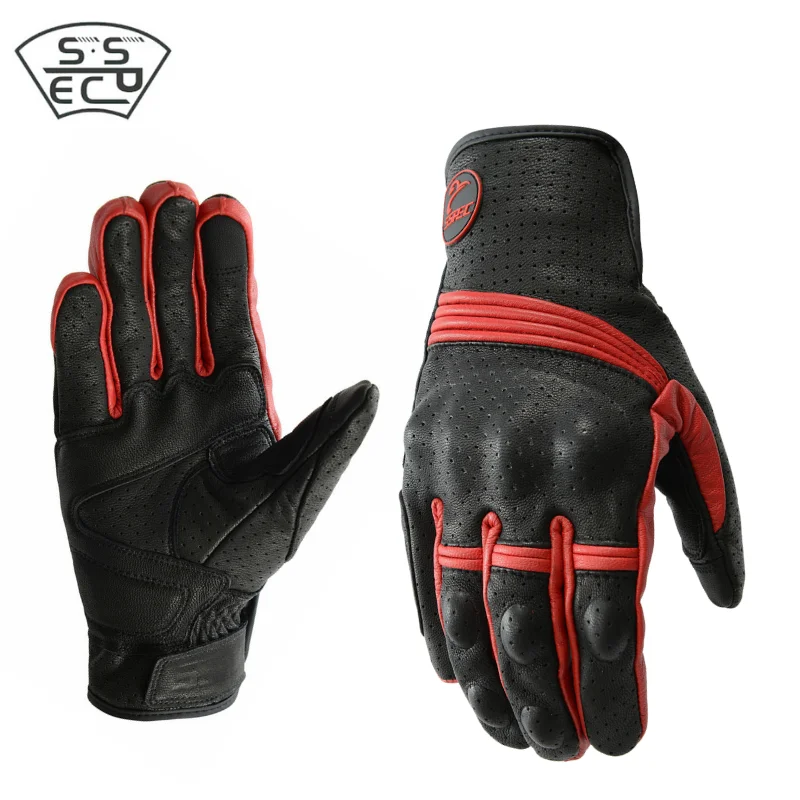 Перфорированные мотоциклетные кожаные перчатки SSPEC для мотокросса с сенсорным