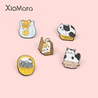 Милые кошачьи эмалевые Заколки для женщин, персонализированные Мультяшные корзинные сумки с улыбкой, броши-кошки значок аниме, рюкзаки с лацканами, металлические подарки для ювелирных изделий
