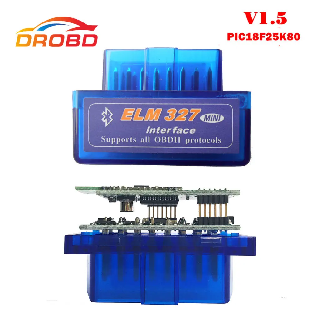 Супер Мини elm327 Bluetooth OBD2 V1.5 автомобильный диагностический инструмент сканер elm327 с PIC18F25K80 чип OBDII адаптер Авто диагностический инструмент