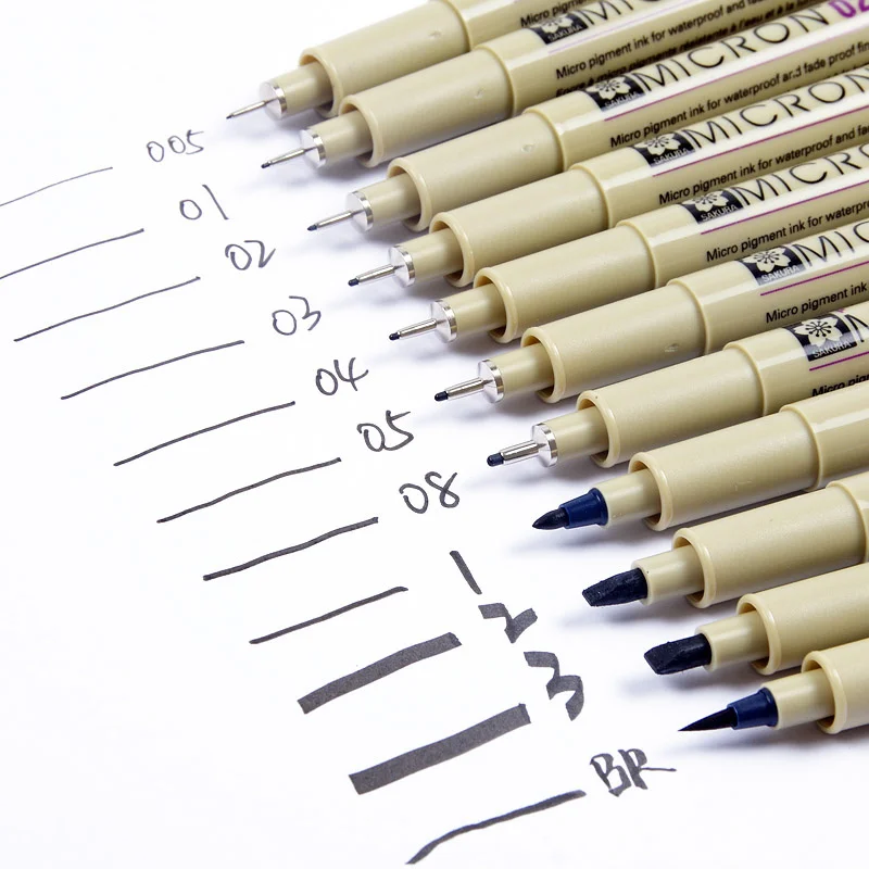 

Игольчатая ручка Sakura 4-13 разных размеров Pigma Micron, черная маркерная кисть XSDK, ручка-вкладыш для рисования эскизов, дизайн Манга, комикс