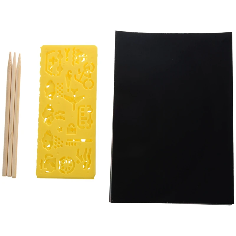 

50 Sheets Kids Scratch Art Paper Magic DIY Colorful Rainbow Scratch Cards Set Graffiti Stencil For Scraping Drawing Toys