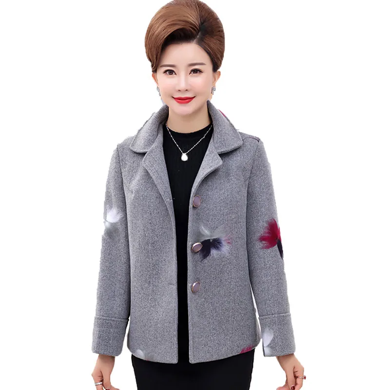 Женское Короткое шерстяное пальто модная куртка для женщин среднего возраста