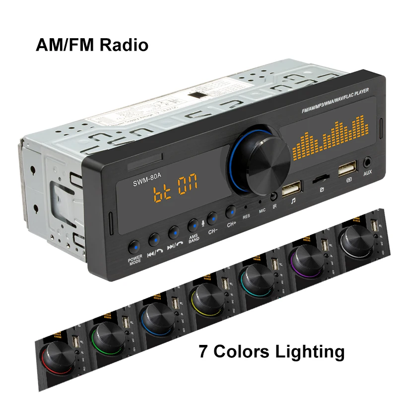 Автомагнитола 1 Din USB mp3 плеер Bluetooth гарнитура громкой связи A2DP AM FM SD Aux