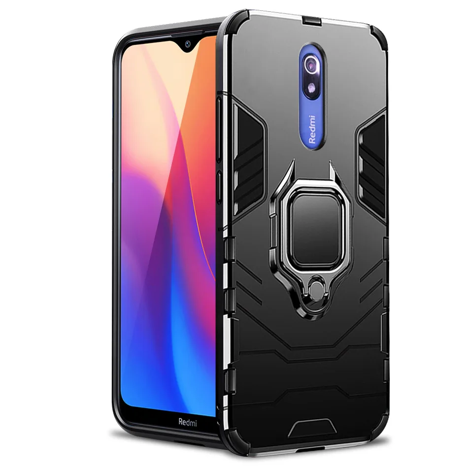Black -Finger Ring 1 Shockproof Armor Rubber Silicon Case For Xiaomi Redmi 8A case Redmi 8A Bumper TPU Back Cover for Redmi 8 case for xiaomi redmi 8 - Цвет: Black -Finger Ring 1