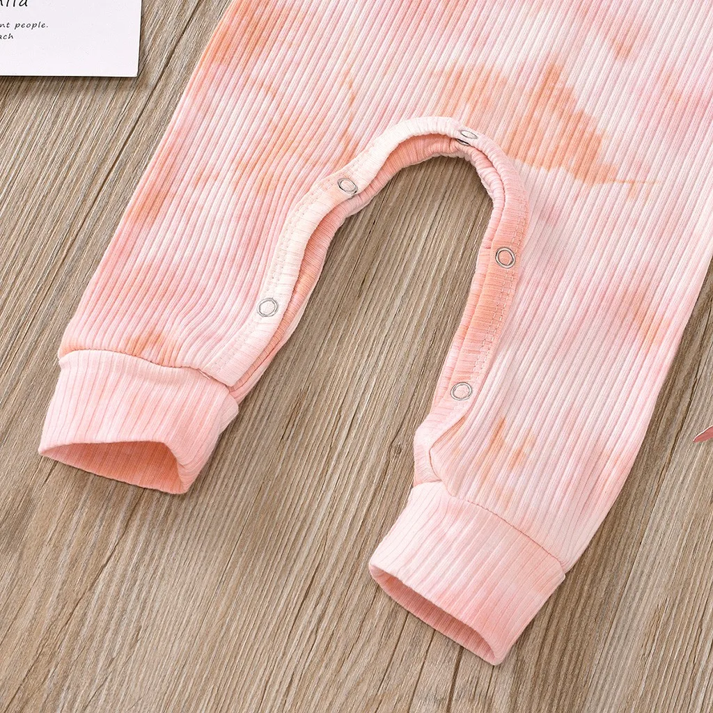 

2020 Hot Sale Clothing Newborn Toddler Baby Long Sleeve Tie Dyed Print Knitted Romper jumpsuit Casual Clothes Babysuit