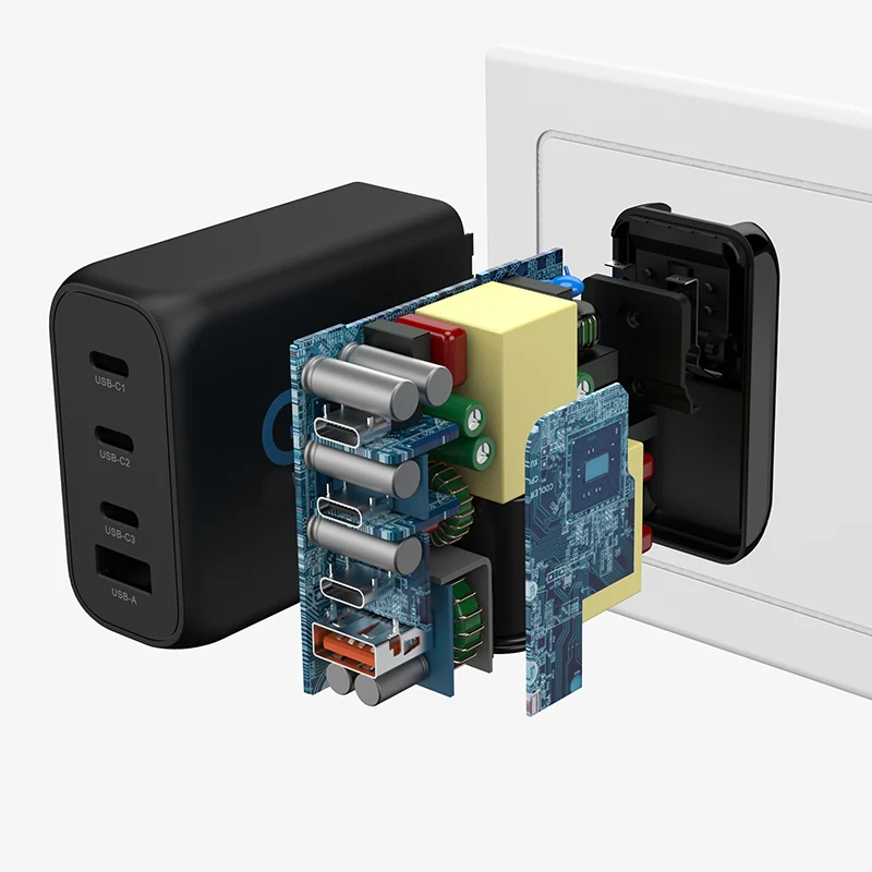 Сетевое зарядное устройство с 4 портами 130 Вт сетевое 3 USB Type C PD 100 PPS 45 для ноутбуков