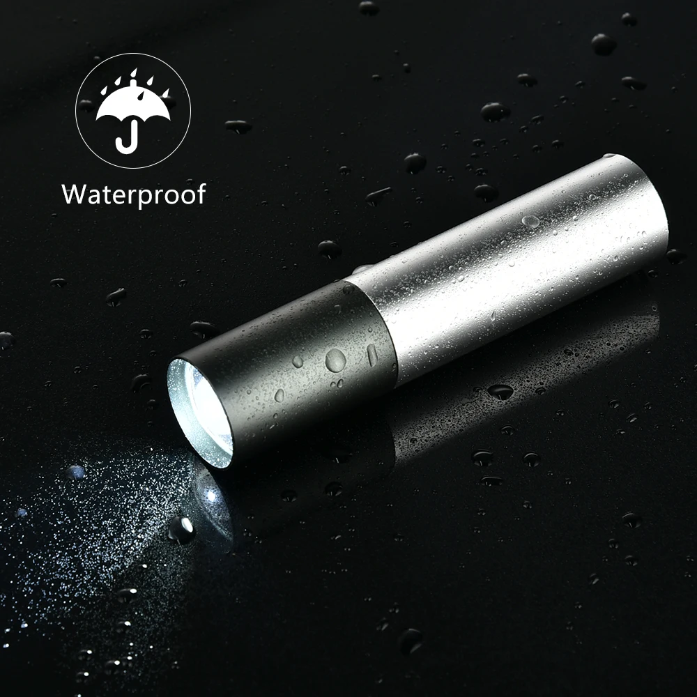 

USB Rechargable Mini LED Flashlight 3 Lighting Mode Waterproof Torch Telescopic Zoom Stylish Portable Suit for Night Lighting