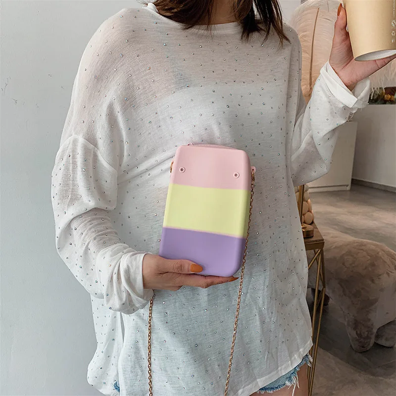 Радужная сумка в западном стиле летняя ins милая конфетная цветная цепочка