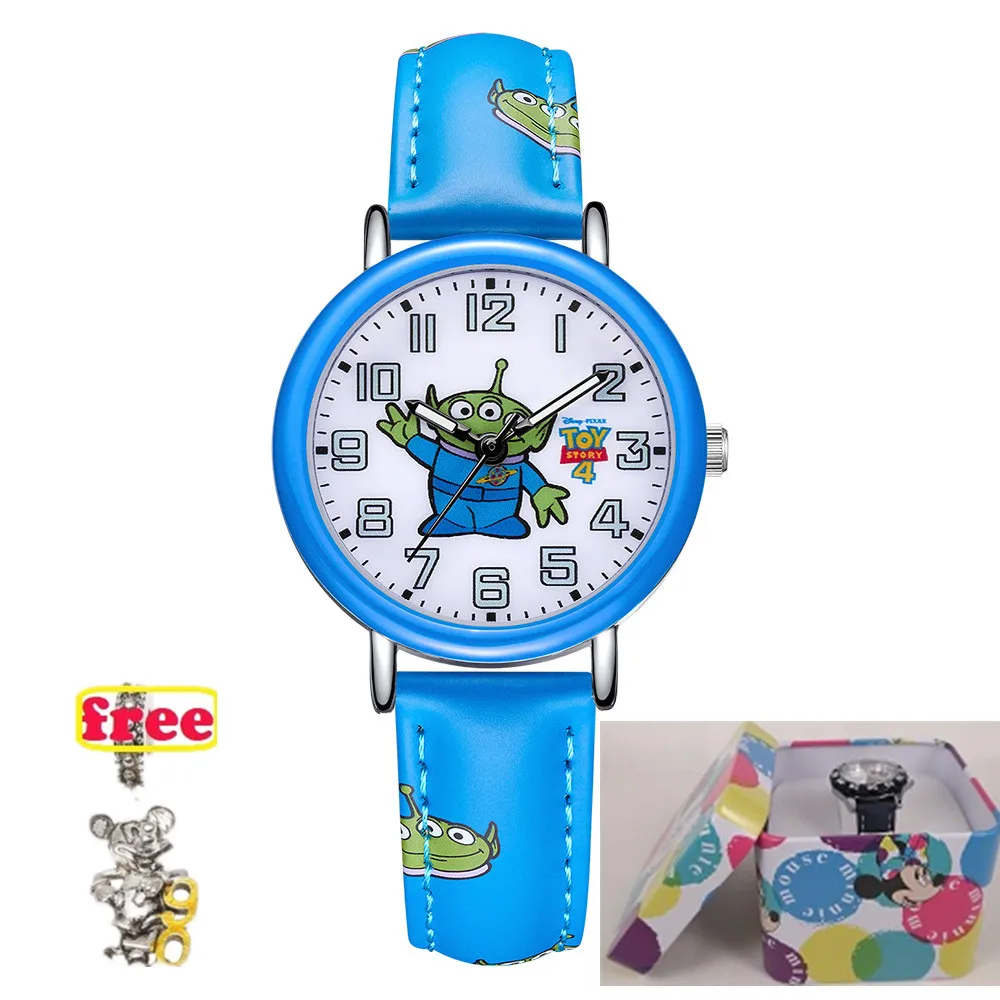 Disney оригинальная игрушка История PIXAR Woody Buzz Lightyear дети детство друг кварцевые часы PU Группа водонепроницаемые часы подарок для детей - Цвет: Sblue-box plus gift
