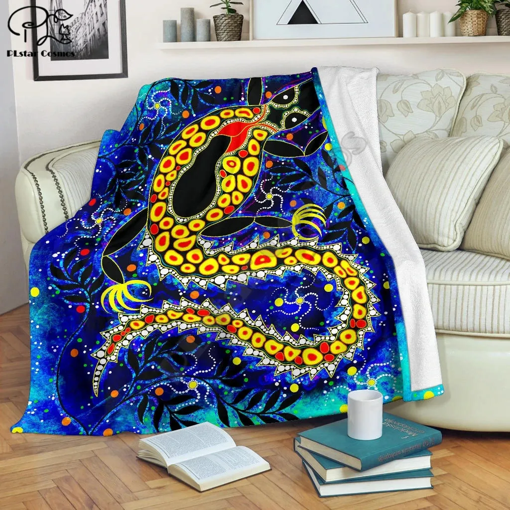 Aboriginal Premium Indigenous Crocodile Family Fleece Blanket 3D full printed Wearable Adults/kids | Дом и сад