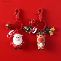 christmas creative keychain cute red festive santa claus tree bell elk hair ball school bag pendant new year practical gifts