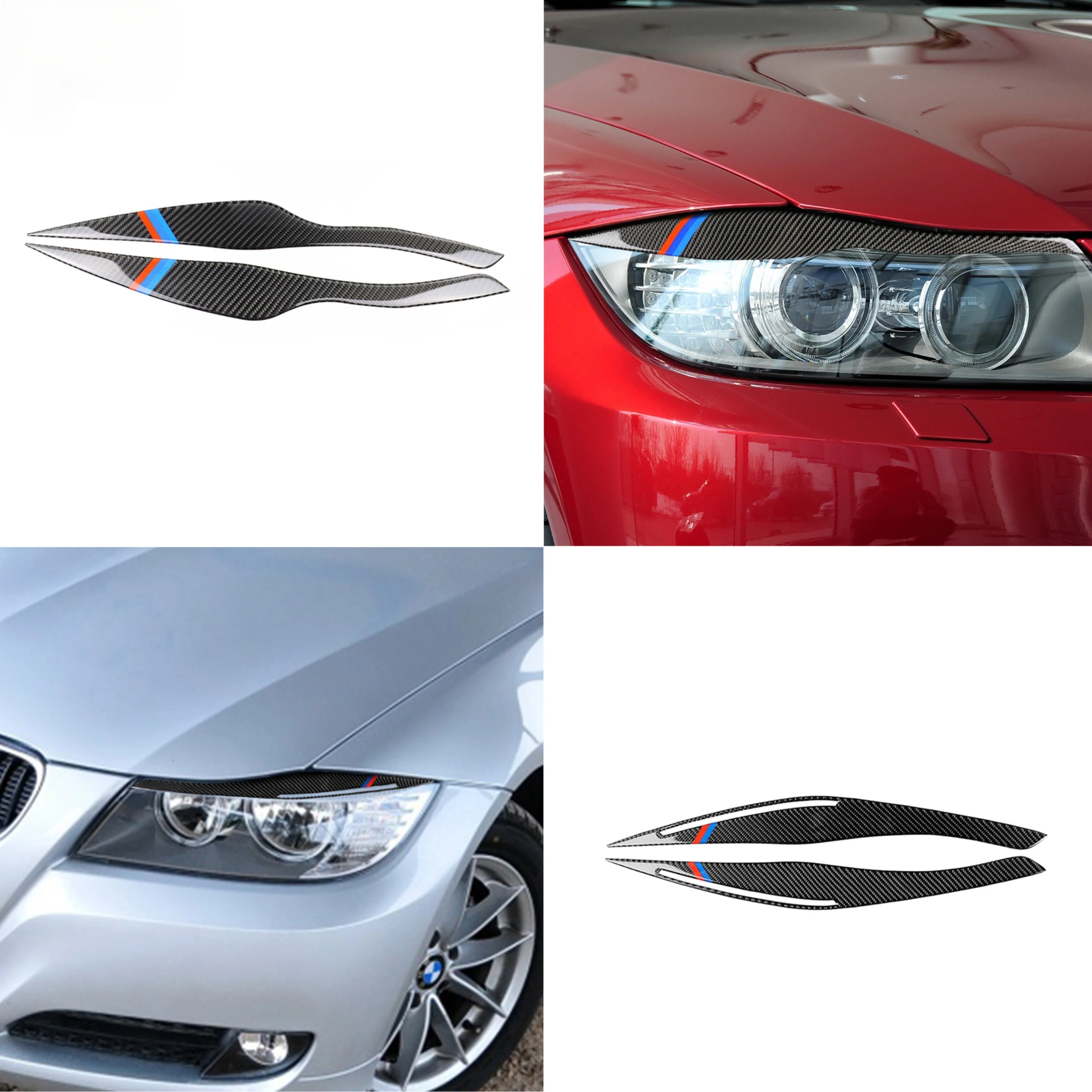 

For BMW 3 Series E90 318i 320i 325i 2005-2012 Headlight Eyelid Eyebrow Cover Carbon Fiber Protector Sticker Car Accessories