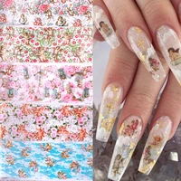 10 pcs nail art stickers 10 color color transfer sticker classic natural flower rose set star glue transfer nail art decorations