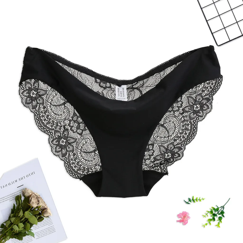 Женские Лоскутные трусики с вырезами эластичные однотонные кружевные короткие