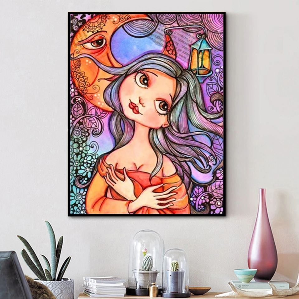 AZQSD Хо DIY Раскраска по номерам девушка уникальный подарок акриловой Краски масло