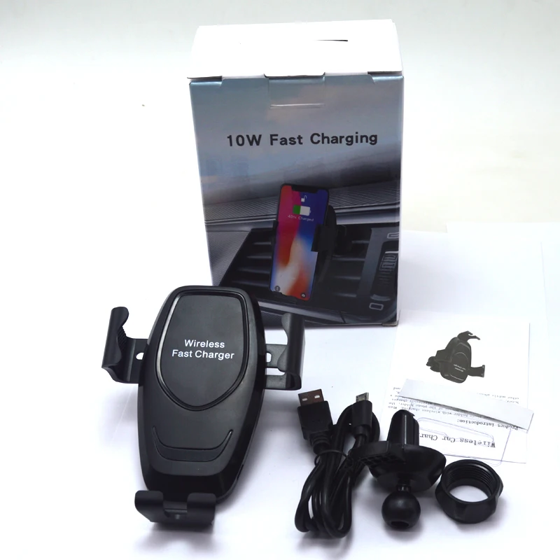 Автоматическое зажимное беспроводное автомобильное зарядное устройство Qi 10 Вт