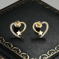 fashion simple heart shape crystal stud earrings for bridal earrings wedding engagement earrings zircon fine jewelry gifts