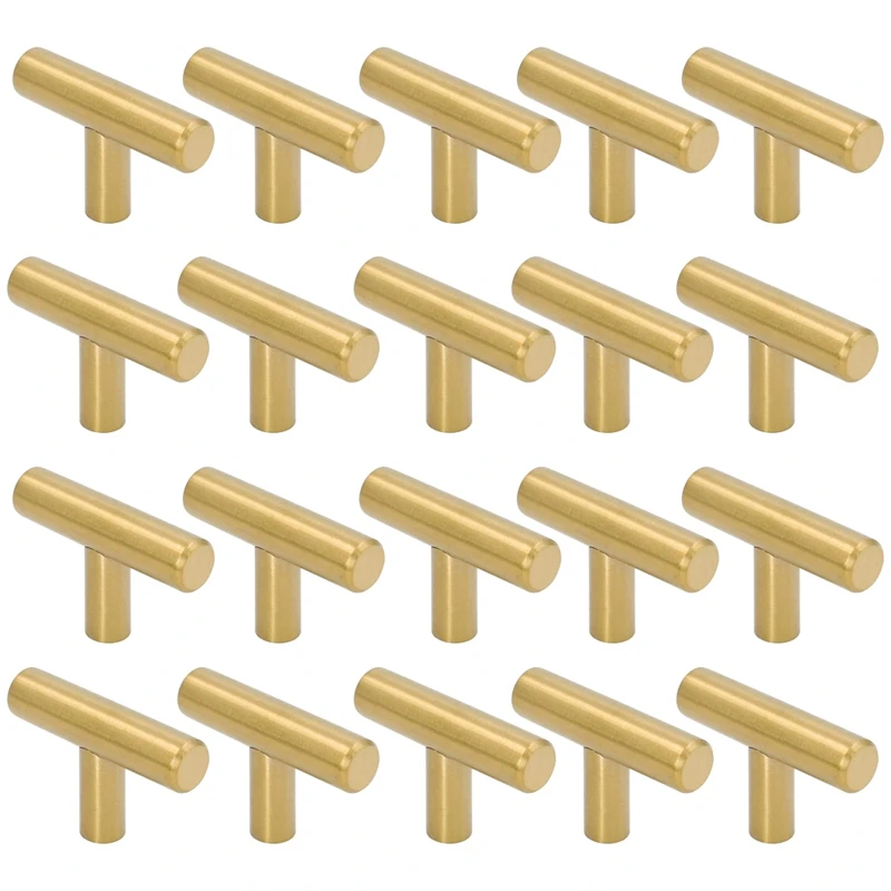 

50mm Long Single Hole Cabinet Knobs and Pulls Door Cupboards Drawers Bedroom Furniture Handles Brushed ,20 Pack,Gold