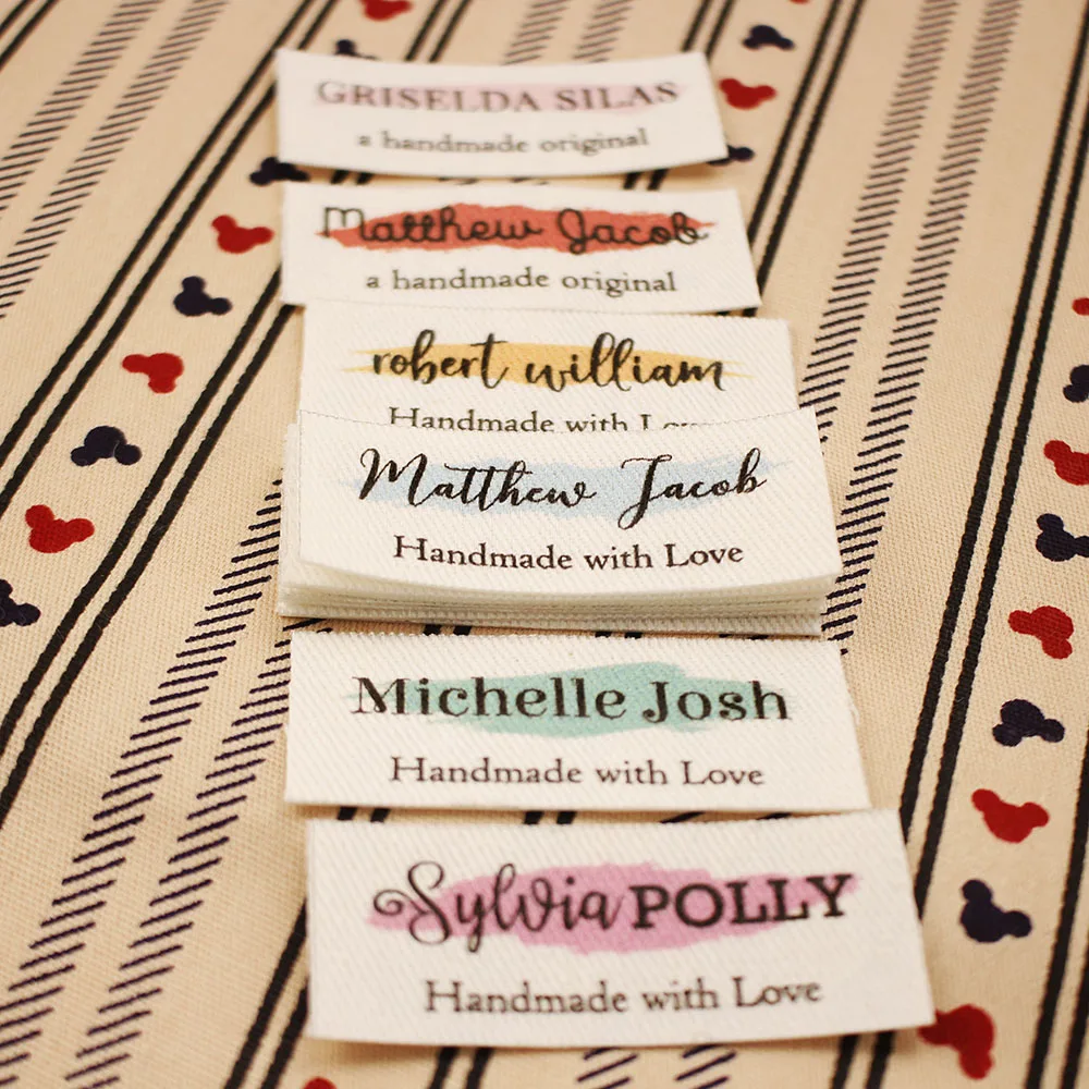 Этикетки на основе утюга 20x50 мм хлопковые с логотипом или текстом бирки для