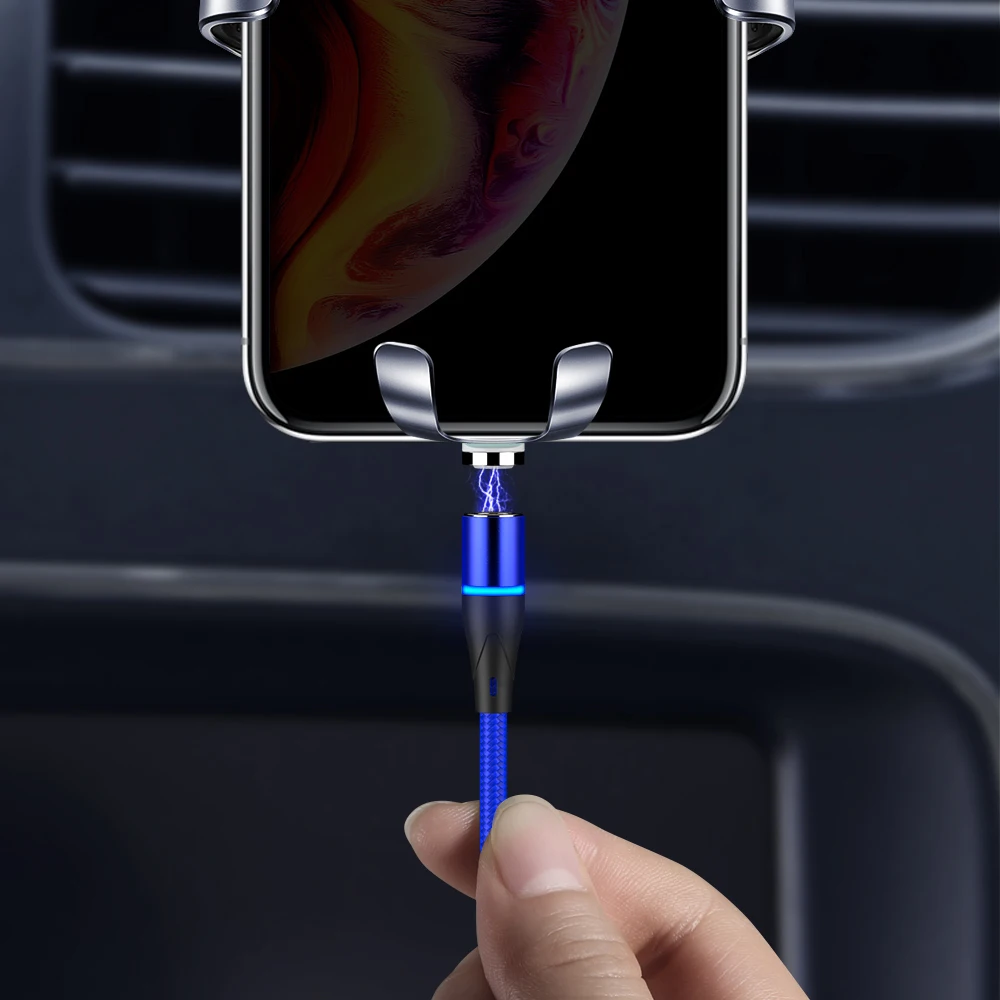 Магнитный кабель IPSKY, 3 А, быстрая зарядка через usb, Тип C, для телефона, вращение на 360, магнитный кабель для передачи данных для Iphone X XR, зарядное устройство для samsung, шнур