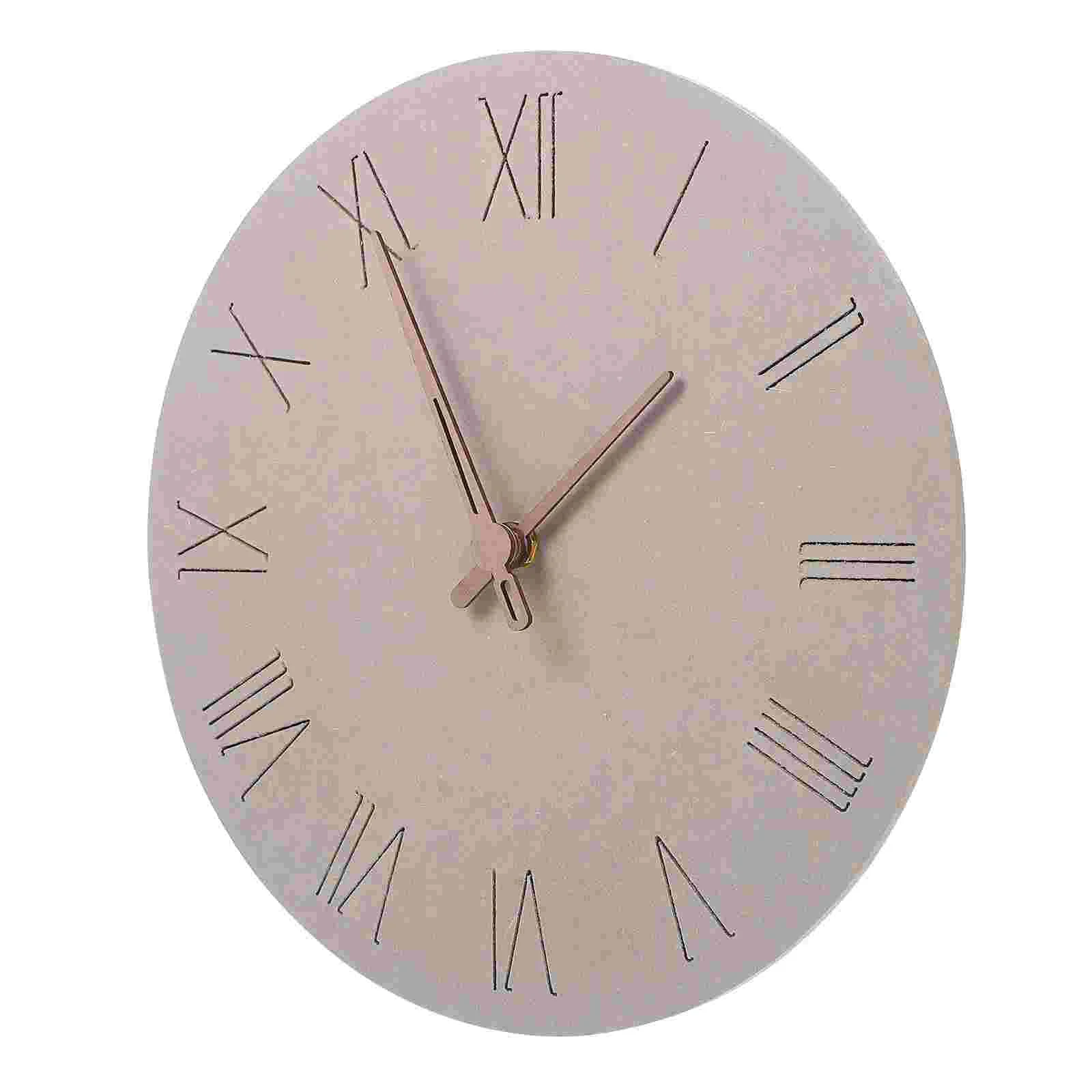 

1pc Simple Round Clock Quiet Movement Clock Home Carved Hanging Clock
