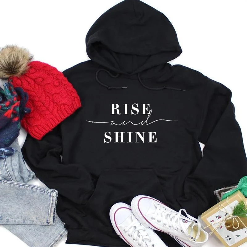 

Rise and shine hoodies women fashion funny pure cotton religion Christian Bible baptism Inspirational pullovers slogan top-K648