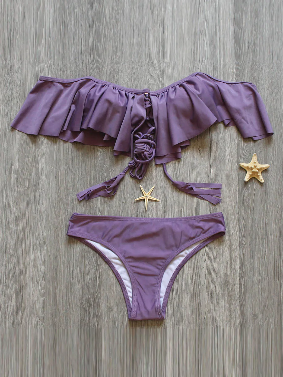 Комплект бикини женский пуш-ап фиолетовый 2021 | Женская одежда